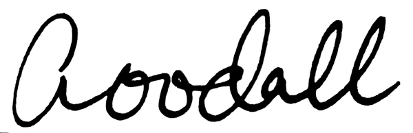 Signature-style text 'Goodall' in black on a white background